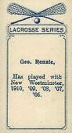 1910 Imperial Tobacco Lacrosse Color (C60) #60 George Rennie Back